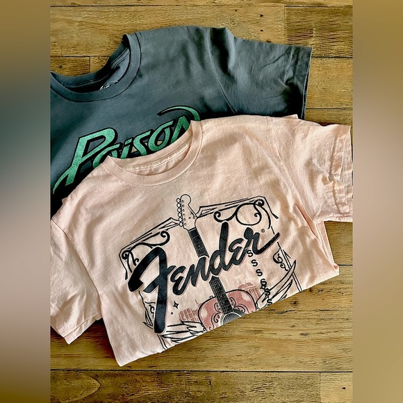 BUNDLE of Two small T-shirts Poison and Fender - Picture 1 of 10